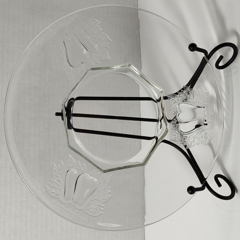 1950s Jeannette Clear Glass Baltimore Pear Pattern set of 3 plates